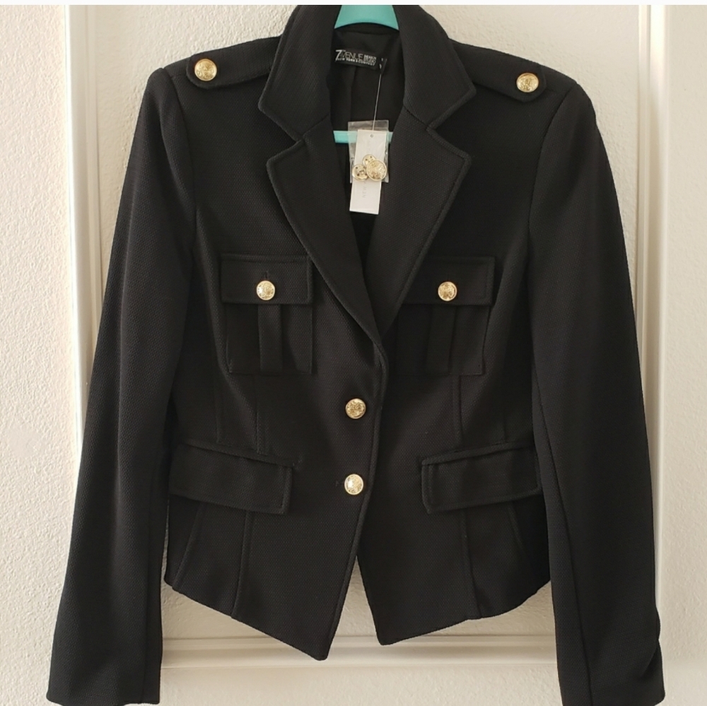 Black Military Style Women's Jacket
